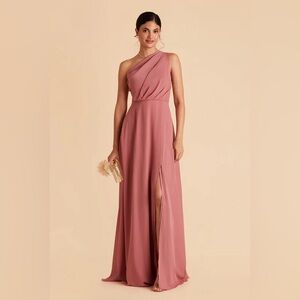 Birdy Grey Pink One-Shoulder Ruched Gown